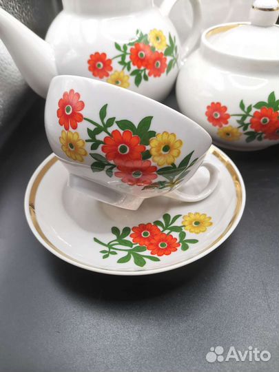 Сервиз чайный Цветы Дулево Фарфор СССР на 6 персон