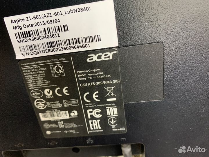 Моноблок Acer ssd512/8gb/2ядра/19 дюймов