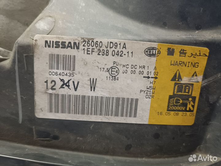 Фара nissan qashqai j10