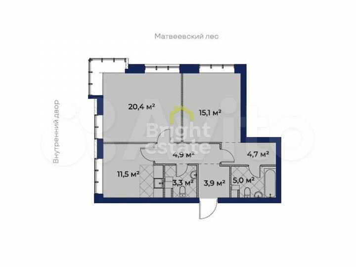 2-к. квартира, 69 м², 7/14 эт.