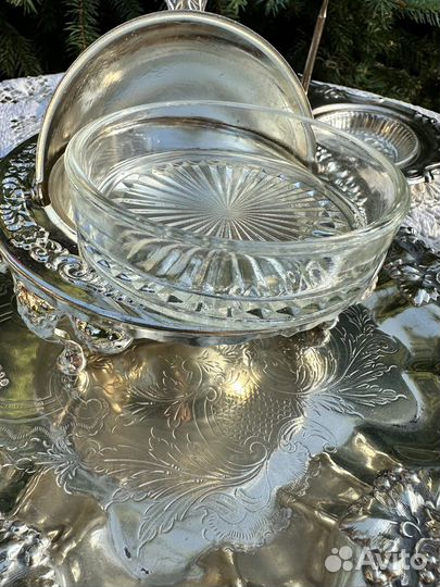 Менажница, икорница, поднос серебрение