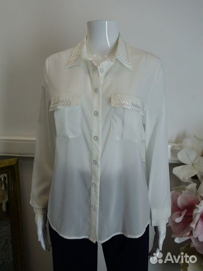 Leticia Milano белая блузка рубашка s/m