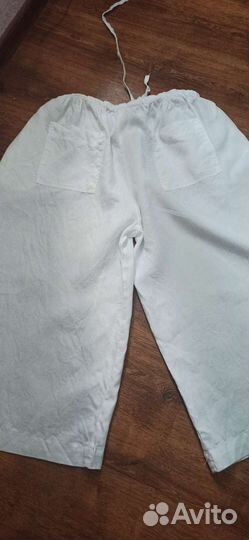 Брюки кюлоты женские льняные белые