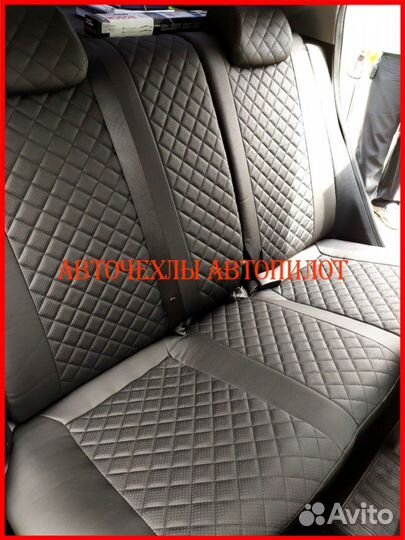 Чехлы Автопилот Kia Rio 2 из экокожи чёрные Ромб