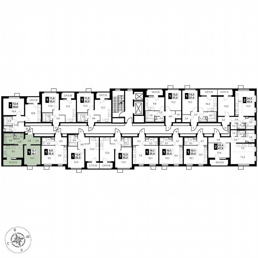1-к. квартира, 36,1 м², 3/17 эт.