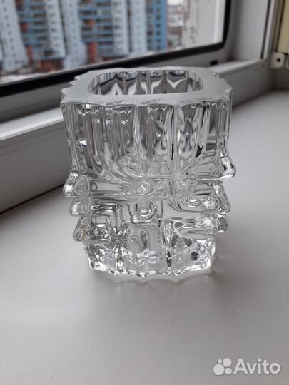 Ваза Подсвечник прессованное стекло Чехословакия