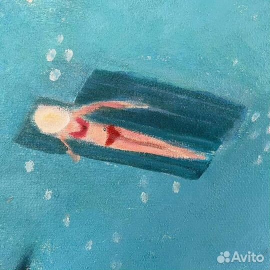 Большая картина маслом Отдых на море Интерьерная