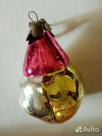 Елочная игрушка СССР. Голова клоуна