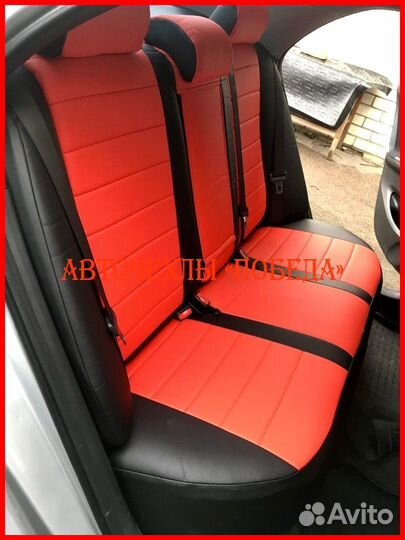 Чехлы Toyota Corolla 10 из экокожи чёрно-красные