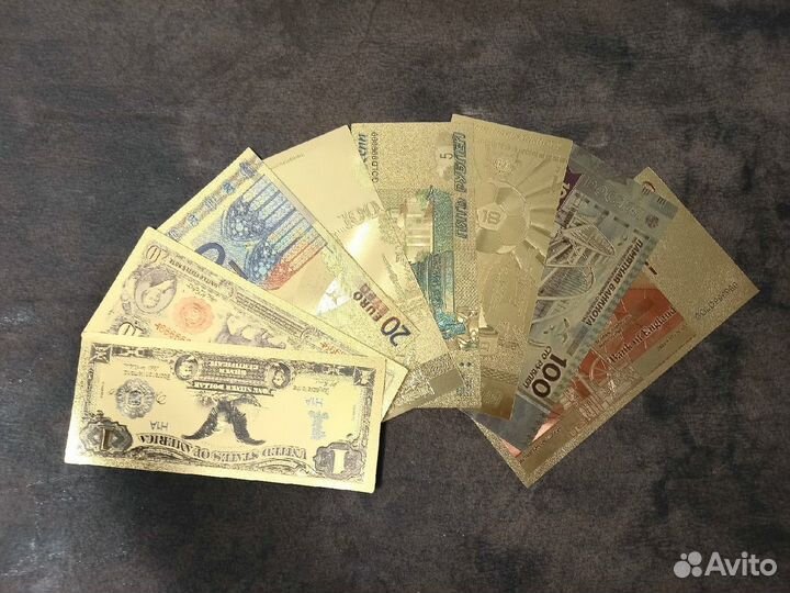 Золотые банкноты 8 штук одним лотом