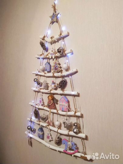 Елка ручной работы новогодняя детская из дерева