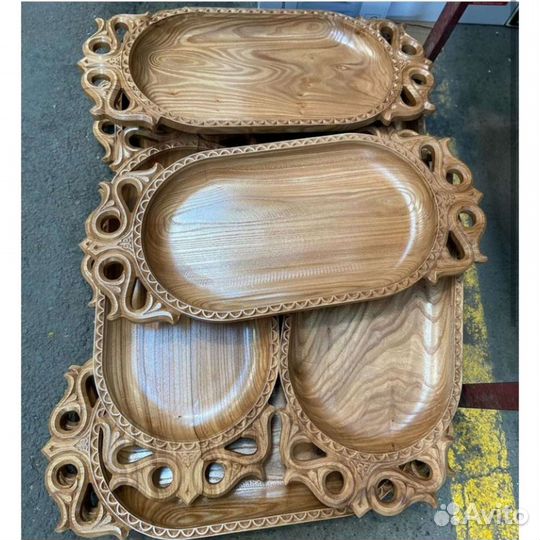 Астау - поднос деревянный, с казахским орнаментом