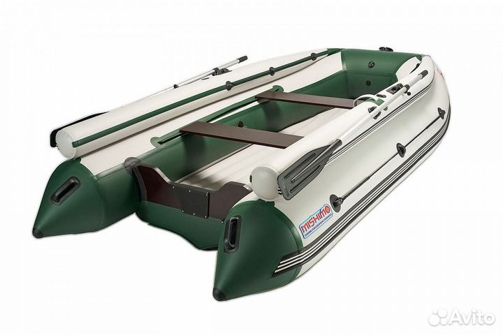 Лодка mishimo family lite 430, бело-зеленая