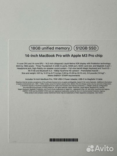 MacBook Pro 14 2023 M3 18gb/512gb Silver