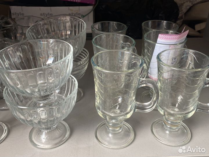 Посуда разная (тарелки, бокалы/стаканы и др.)