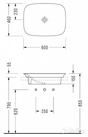 Раковина для установки в столешницу serel hera 46