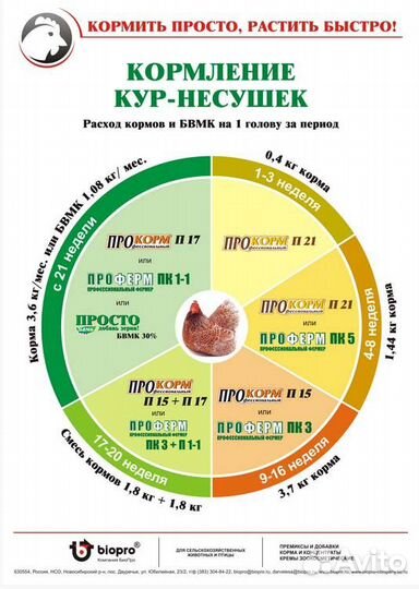 Комбикорм 10 кг для с/х птицы, кур проферм пк