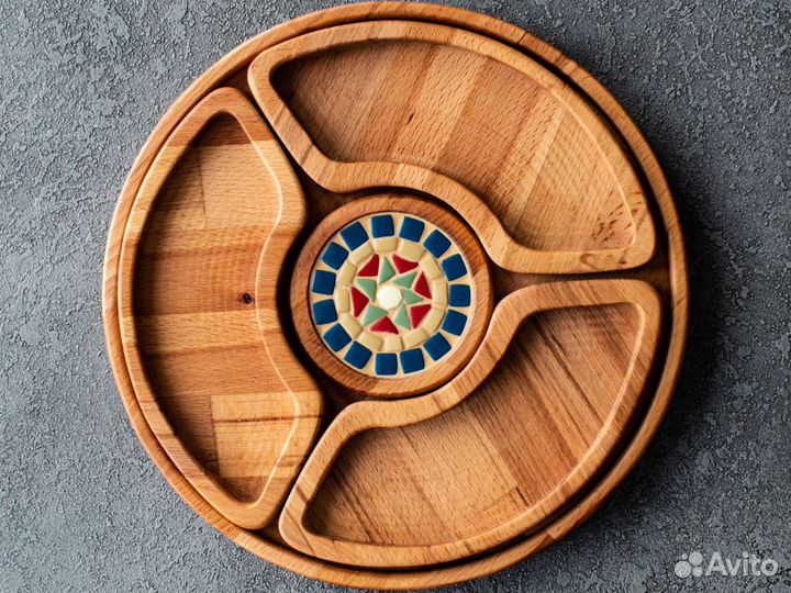 Тарелка из бука новая разборная + мастика