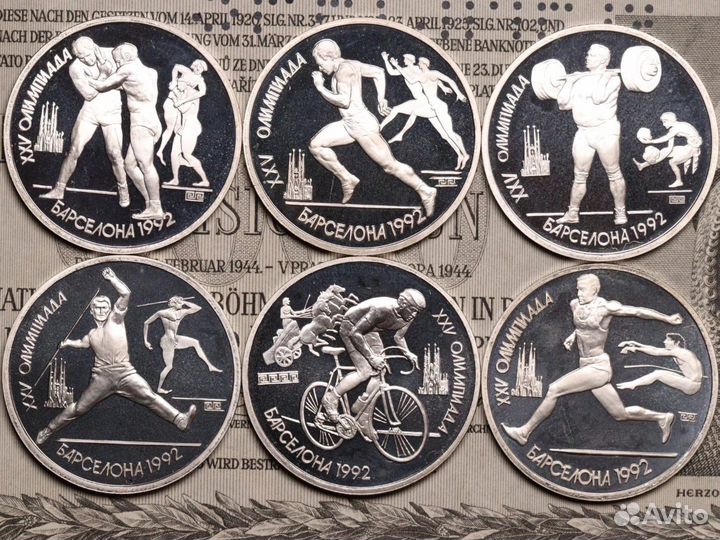 Набор барселона 1992 6 шт, пруф В капсулах