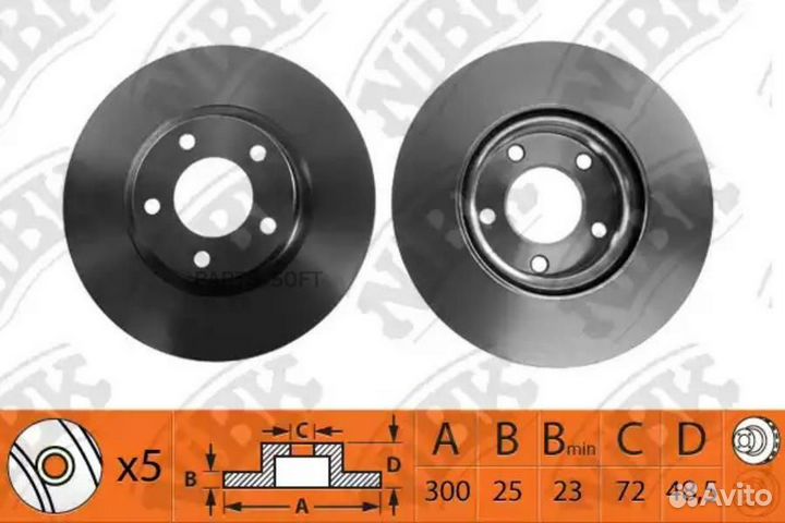 Nibk RN1194 Торм.диск пер.вент.300x25 5 отв