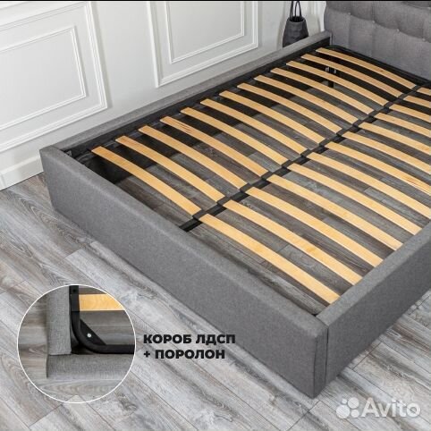 Кровать 120х200 Марсель серая рогожка