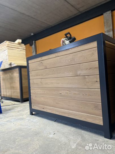 Кашпо деревянное металлокаркас