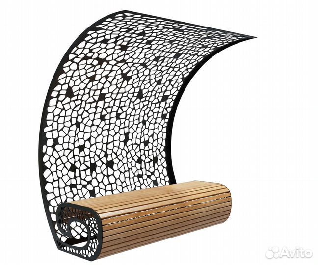 Скамейка стальная с навесом «Филигран Волна» Орех