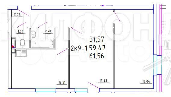 2-к. квартира, 61,6 м², 1/3 эт.
