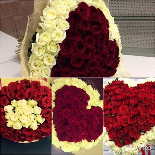 Круг,сердце,сердца из роз 101 роза сердце 51 роза