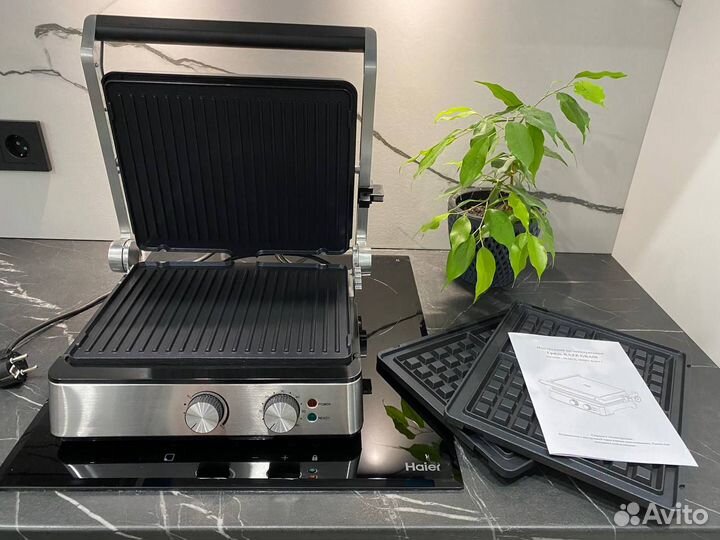 Новый Гриль электрический + вафельница 2в1