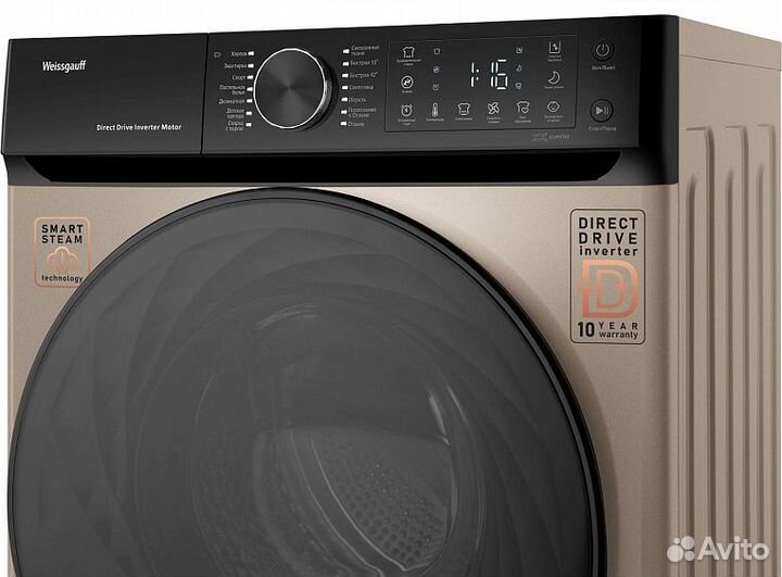 Стиральная машина weissgauff WM 59411 Direct Drive Inverter Steam Champagne