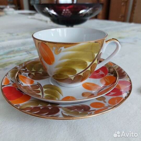 Чайное трио,чайная пара лфз Щедрая осень