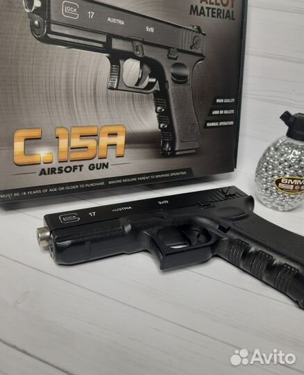 Детский пистолет металлический Glock17