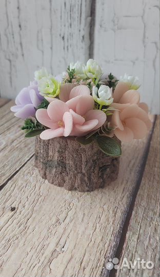Цветы из мыла в кашпо