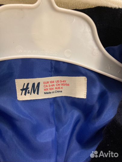 Новый пиджак H&M 104 бархатный