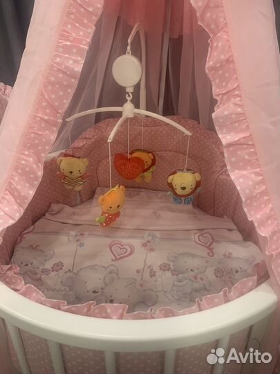 Кроватка трансформер круг/овал кокон качеля