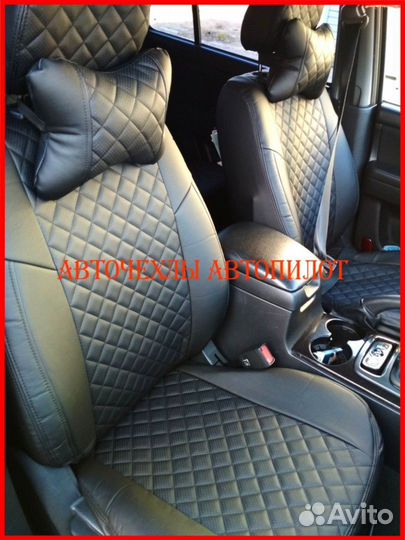 Чехлы Автопилот Nissan Juke из экокожи чёрные Ромб