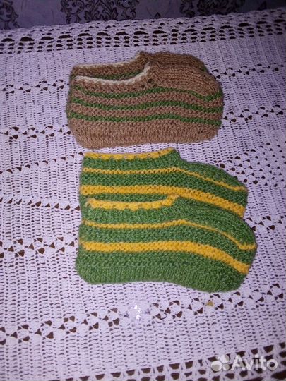 Домашние вязанные тапочки,полушерсть,женские