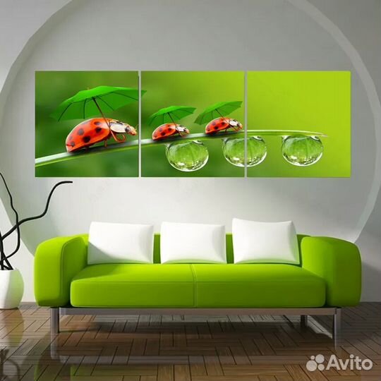 Набор картин с божьей коровкой