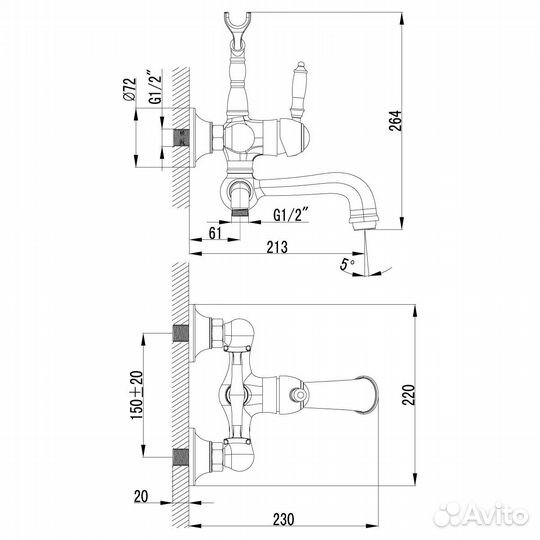 Смеситель Lemark Villa LM4812B для ванны