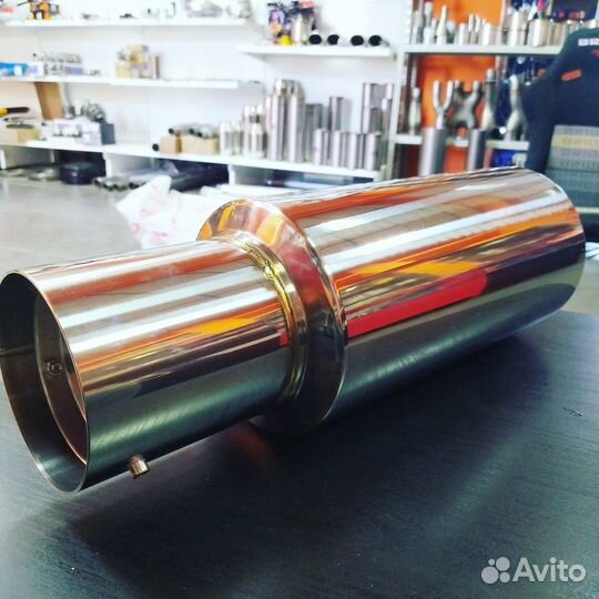 Бочка выхлопная прямоточная AJS (по мотивам Apexi