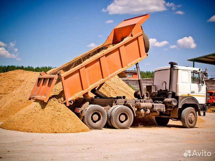 Песок карьерный, речной, щебень, Чернозем,пгс