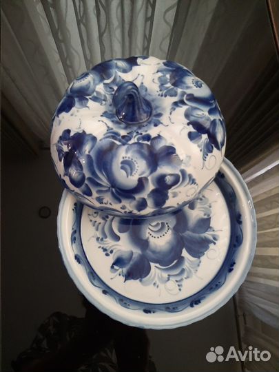 Блюдо блинница гжель