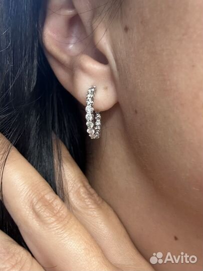 Золотые серьги конго с бриллиантами