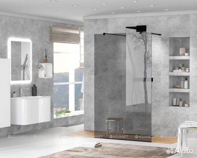 Душ. Стенка Cezares x195 Черный liberta-l-2-90-gr