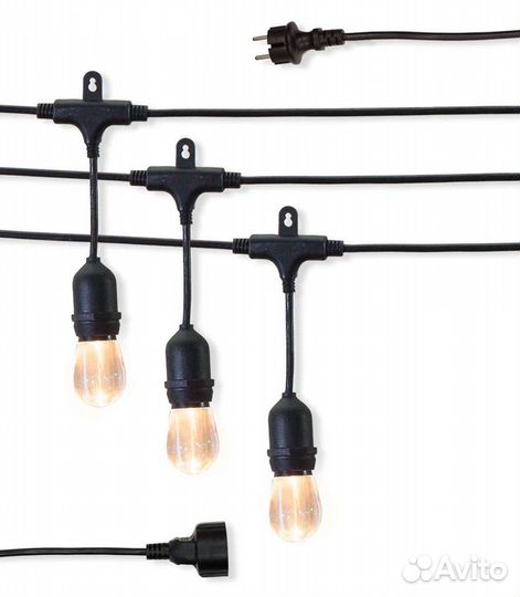 Ретро гирлянда уличная Е27, 10м, IP65, с патроном