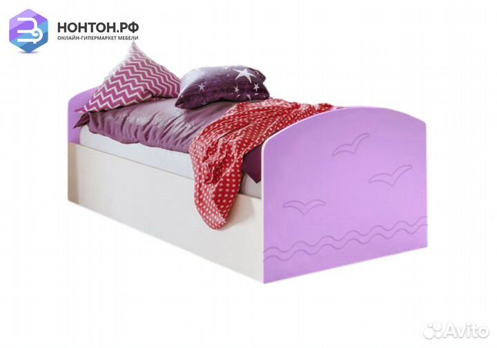 Кровать Юниор-2 сиреневый / дуб беленый