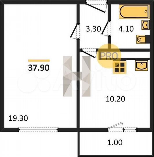 1-к. квартира, 37,9 м², 3/17 эт.