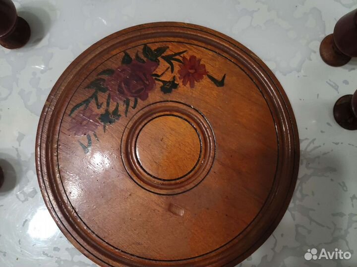 Графин, рюмки, дерево. Винтаж