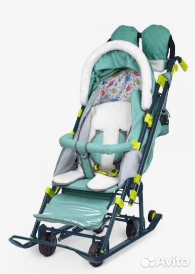 Санки-коляска Nika Ника Детям 7-7 дизайн зеленый